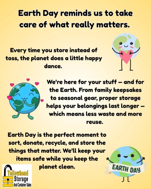 Happy Earth Day 🌎 

Let's work together to keep our plant clean 🌱 

Yellowhead Storage is committed to keeping your belongings safe and we should all be committed to keeping our planet clean 🚮

A Storage Solution for Everyone 

☎️ 780-455-9242
📧 Rentals@yellowheadstorage.ca 
🌐 www.yellowheadstorage.ca 

#earthday #earthdayeveryday #storagesolutions #yeg #edmontonliving