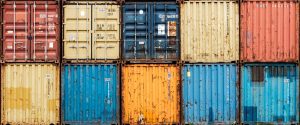 Stack of colorful and rusty container - Yellowhead storage
